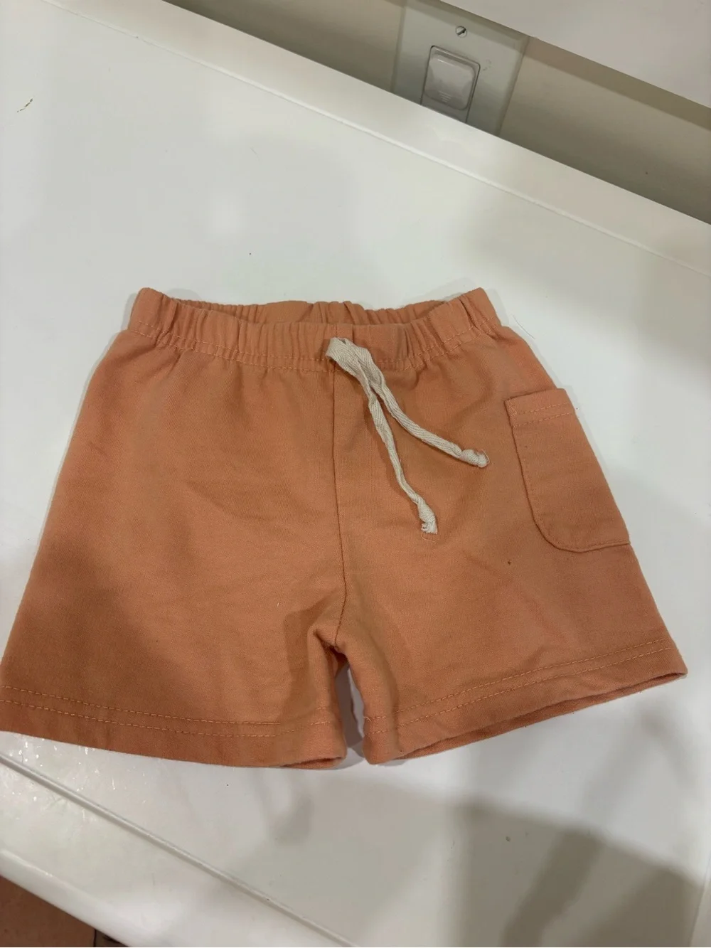 Toddler Peach Elastic-Waist Pocket Shorts